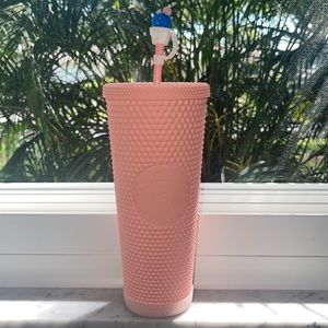 STARBUCKS PINK MATTE STUDDED TUMBLER COLD CUP WITH CUSTOM BUMPER AND TOPPER
